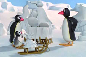Pingu - Ledová socha